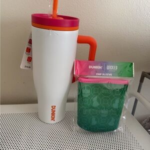 Dunkin' Tumbler with Green Sleeve